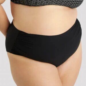 Oraki Glory High Rise Draped Bikini Bottom Black Sz 2X